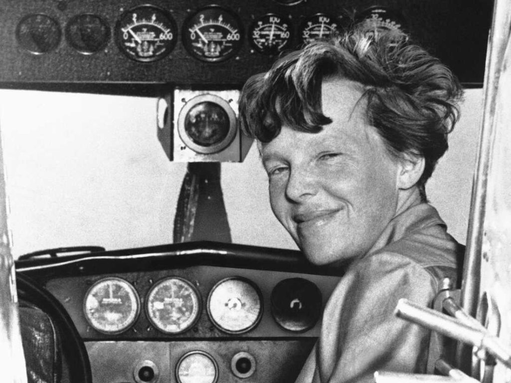 Amelia Earhart in Plane